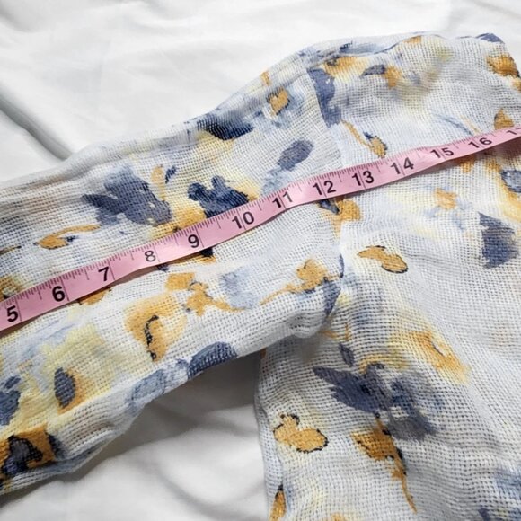 Pure Jill Women's Size Medium Petite Linen Perfect Relaxed Floral Top - Picture 2 of 6